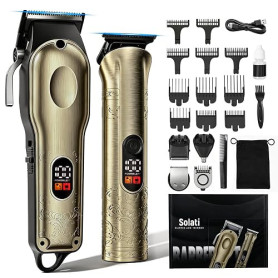 Solati Set de 2 Tondeuses Cheveux Hommes Professionnel, Tondeuse Barbe Homme, Rasoir Électrique Homme avec Écran LCD, Tondeuse d