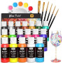 Nicpro 18 couleurs kit de peinture pour vitrail, 30 ml, peinture acrylique imperméable, peinture verre pour créations artistique