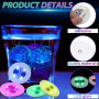 Lot de 12 autocollants ronds multicolores LED pour éclairage d'ambiance | 6 lumières multicolores 6 lumières blanc froid Batteri