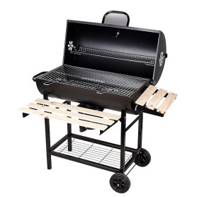 SunJas Barbecue à Charbon 2 Étagères – Pour 10 Pers. | 101×70.5×94.5CM, Thermomètre intégré, Bac à cendres amovible, Surface de