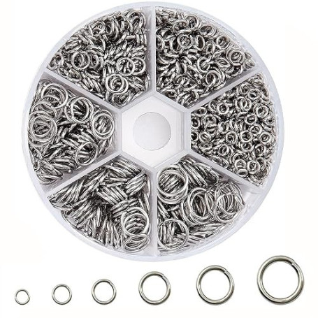 Anneaux de Saut en Acier Inoxydable,970 pièces 4-10mm Anneaux Ouverts Connecteurs,Jump Ring En Métal Connecteur,Ouverts Joint To