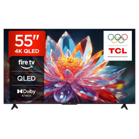 TCL 55T6C 55” QLED 4K HDR TV, Fire TV (Téléviseur Intelligent avec Dolby Vision et Atmos, HDR10+, Appuyez et Demandez à Alexa)