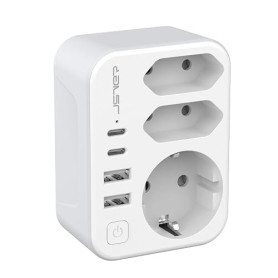 Adaptateur de Voyage JSVER France/Europe vers Royaume-Uni, 2 Ports USB-A + 2 Ports Type-C, Prise Type-G Compatible avec Le Royau