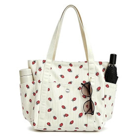 GGPEIH Sac pour Femme Grand Sac en Velours Côtelé Sac Cabas à Motif Fraises Sac à Main avec Fermeture Éclair Sac Fourre-tout Sac