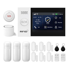 PGST Système D'alarme sans Fil 4G GSM/WiFi, avec détecteur de Mouvement, Notifications d'application, capteur de Porte/fenêtre,