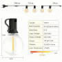 LaPitio Guirlande Lumineuse Exterieure 30M, IP45 Imperméable Incassable | Connectable Guirlande Guinguette avec 50+2 Ampoules Pl