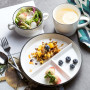 OnePine Assiette Compartiment Adulte en Céramique, Divisée en 3 pour Controle des Portions, Régime, Salade, Dessert, Nouille, Bi