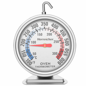 Herreicher Thermomètre de Four avec Cadran Géant 70mm – Crochet Rotatif 360° & Verre Trempé, Inox 304, 50-300°C pour Four Électr