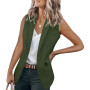 IQYU Veste d'été courte sans manches pour femme - Blazer sans manches pour femme - Sportif et élégant - Couleur unie - Veste de 