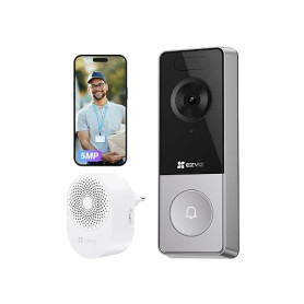 EZVIZ 5MP Sonnette sans Fil Exterieur Etanche avec Caméra et Carillon CP8 | Batterie Détachable de 9,600 mAh, IP65,Vision Noctur