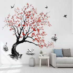 decalmile Stickers Muraux Arbre de Fleurs Autocollant Mural Cerisier (XL) | Stickers Décoratifs Muraux Peel and Stick, Décoratio