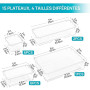 Vtopmart Organisateu Tiroir, Plastique Rangement Tiroir, 4 Tailles, 15 Pack | Design Transparent Empilable, pour Salle de Bain,
