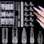 MELLIEX 120 Pièces Faux Ongles Conseils de Extension 5 Formes Clear Système De Formes D'ongles Doubles avec Nail Tips Clip, Bros