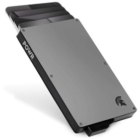 POWR Porte-Cartes avec Blocage RFID - Titanium - Metal Card Holder | Portefeuille Fin élégant et Protecteur de Cartes de crédit