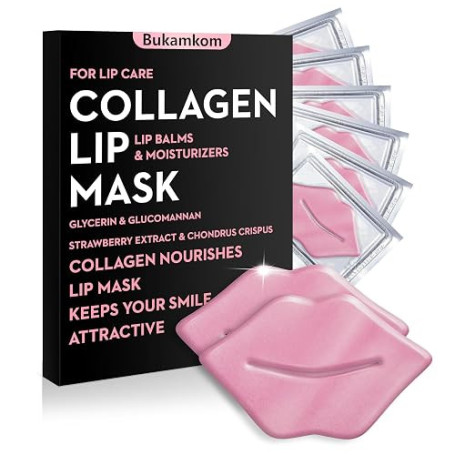 20 Pièces Masques Lèvres au Collagène, Soin Hydratant Individuel | 20 masques hydrogel individuels au collagène, à l’acide hyalu
