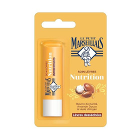 Le Petit Marseillais Soin Lèvres Nutrition Lèvres Desséchées, 4,9 g | Baume à lèvres au beurre de karité, amande douce et huile