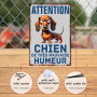 Plaque Murale Décorative en Métal, Citations et Animaux Humoristiques, Aluminium (Attention Chien)