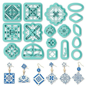 ORIGACH Lot de 17 Carrelage d'inspiration exotique emporte-pièces en argile | emporte pièces en argile polymère plastique pour b