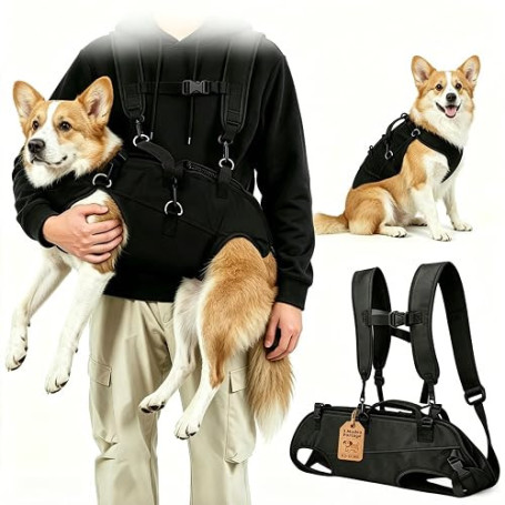 Biigdan Grand Transport pour Chien Corps Entier,Sac a Dos Chien Bandoulière | Réglable et Poignée de Commande,3 Méthodes de Trag