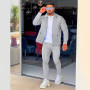 aromm HommeSurvêtements Waffle Manches Longues Zipper Veste & Pantalon Ensemble de 2 Pièces pour Decontracté Sport Travail