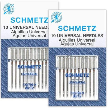 Schmetz Aiguilles universelles pour machine à coudre - Taille 80/12-2 cartes - 20 aiguilles