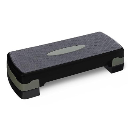 Amazon Basics Plateforme de Step Aérobique, Stepper d'Exercice Réglable Pour la Maison, 68.58cm, Noir/Gris