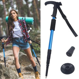 Bâtons de marche pliables pour hommes et femmes - Bâtons de randonnée télescopiques en alliage d'aluminium - Utilisées pour les