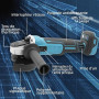 Meuleuse d'angle sans fil compatible avec Makita 18 V, 8500 tr/min, 4 niveaux de vitesse, disque abrasif de 125 mm avec clé de m