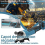 Meuleuse d'angle sans fil compatible avec Makita 18 V, 8500 tr/min, 4 niveaux de vitesse, disque abrasif de 125 mm avec clé de m