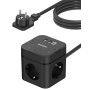 SUDEERY Cube multiprise avec USB C, 3 prises - Fiche plate avec interrupteur individuel - Multiprise avec câble de 2 m - 1 multi