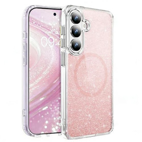 QIWEIQING Coque Magnétique pour Samsung Galaxy S23 Plus pour Filles Femmes, Compatible avec MagSafe, Etui Glitter Brillant Arriè