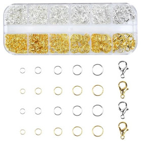Lot de 600 anneaux ouverts en acier inoxydable - Accessoires de fabrication de bijoux - 4 à 8 mm - Doré et argenté - Kit de répa