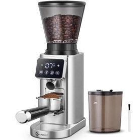 AMZCHEF Moulin à Café Électrique avec 48 Réglages de Mouture, Système Antistatique, Écran Tactile LCD, Réservoir à Grains 300 g,
