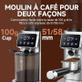 AMZCHEF Moulin à Café Électrique avec 48 Réglages de Mouture, Système Antistatique, Écran Tactile LCD, Réservoir à Grains 300 g,