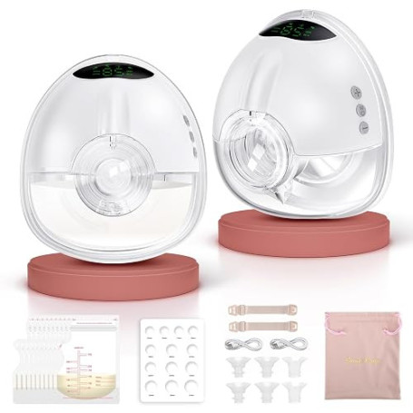 Lulia Tire Lait Electrique Main Libre LU05, 4 Modes 9 Niveaux | 350mmHg Forte Aspiration, Komfortabler & Portable, Sans douleur,