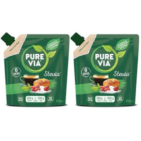 Pure Via - Doypack Poudre Cristallisée - Stevia - Zéro Sucre - 250g - Lot de 2