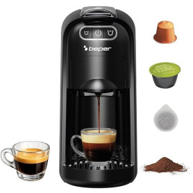 BEPER P101CAF200 Amata, machine à expresso 4 en 1, 20 bars, compatible avec les capsules Nespresso® et Dolce Gusto®, les dosette