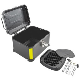 Top Case Moto Universel 46L Scooter Rigide Valise Plaque Réfléchissante Noir