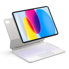 Inateck Coque Clavier iPad A16/10e Gén, Support Magnétique Flottant | Pour 10.9/11", rétroéclairé 7 couleurs, pavé tactile, bras