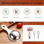 Batteur à main, mélangeur électrique portable sans fil, rechargeable par USB à 3 vitesses, avec deux fouets et séparateur d'œufs