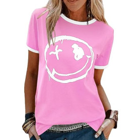 heekpek T Shirt Femme Tee Shirt Haut Top Ete T-Shirts à Manches Courtes Chemises Décontractées en Coton à Col Rond