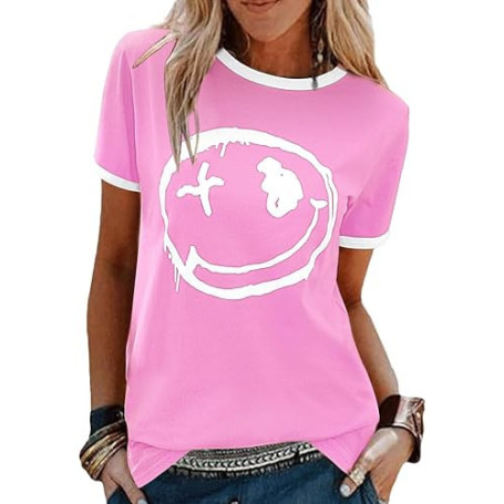heekpek T Shirt Femme Tee Shirt Haut Top Ete T-Shirts à Manches Courtes Chemises Décontractées en Coton à Col Rond