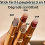 3 Couleurs Gradient Eyeshadow Stick,Pailletées Fard a Paupiere Stick,Ombre à Paupières Crème Mate et Irisée,Three Tone Résistant