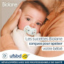 BIOLANE - Tétines anatomiques animaux - Sucettes extra-fines - 0 à 6 mois- Jaune et Beige - Téterelle plate et réversible- Confo