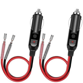 Allume Cigares Fiche, 12V - 24V Adaptateur Allume-Cigare avec Câble, Prise Allume Cigare avec 10A Fusible pour Voiture Camion pr