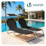vounot® Lot de 2 Chaise Longue avec Pare Soleil Bain de Soleil Pliable Tissu Polyester Inclinable 4 Positions Transat Charge Max