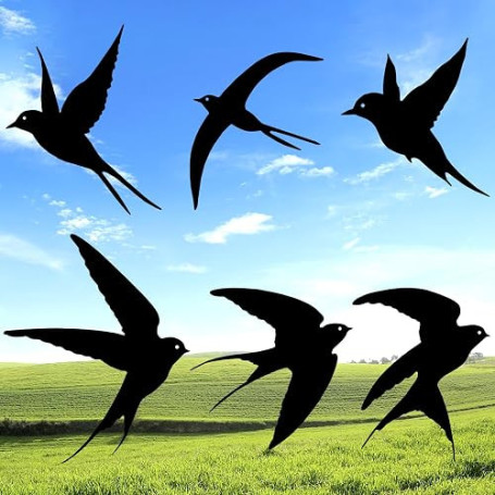Luccyle 6pcs Blackbird Metal Wall Decoration, Swallow Metal Outdoor Decoration, Home Yard Bird Wall Sculpture Salon Salle de Bai