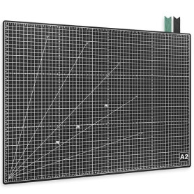 ACROPAQ Tapis de Decoupe A2 Noir - Auto-Réparateur, A2 (60 x 45 cm), 5 Couches de protection pour vos meubles, Avec grilles et r