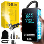Ipflin Pneus Voiture Sans Fil 150 PSI Compresseur Voiture/Vélo/Moto | Compresseur à Air Portatif,avec LED/Port C USB, Batterie R
