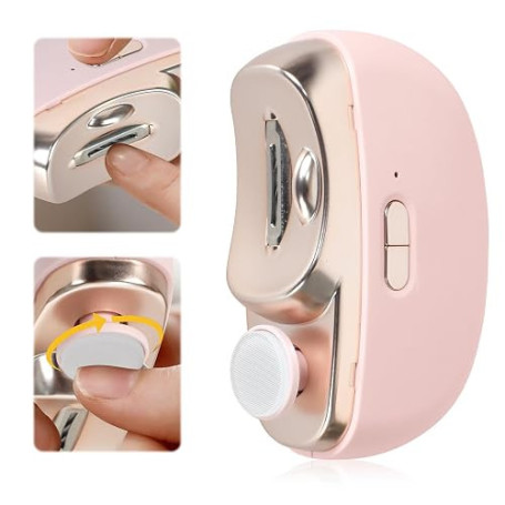 Coupe Ongle Electrique avec Lumière LED, 2 En 1 Coupe Ongle Lime Électrique, Coupe-Ongles Automatique Professionnel,2 Vitesses,R